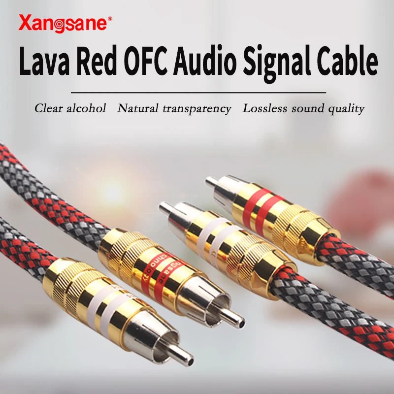 Xangsane Lava Đỏ Hifi Cáp Rca Âm Thanh Tín Hiệu 4NOFC Bạc Cáp Audio Đực 2RCA Để 2RCA Khuếch Đại Bộ Giải Mã