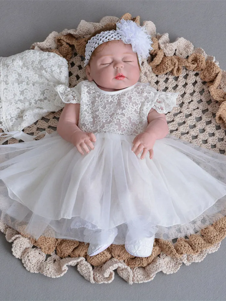 Vestido longo de renda para batismo de bebê, princesa, recém-nascido, batizado, 1 ano, festa de aniversário, casamento, vestido infantil de batizado