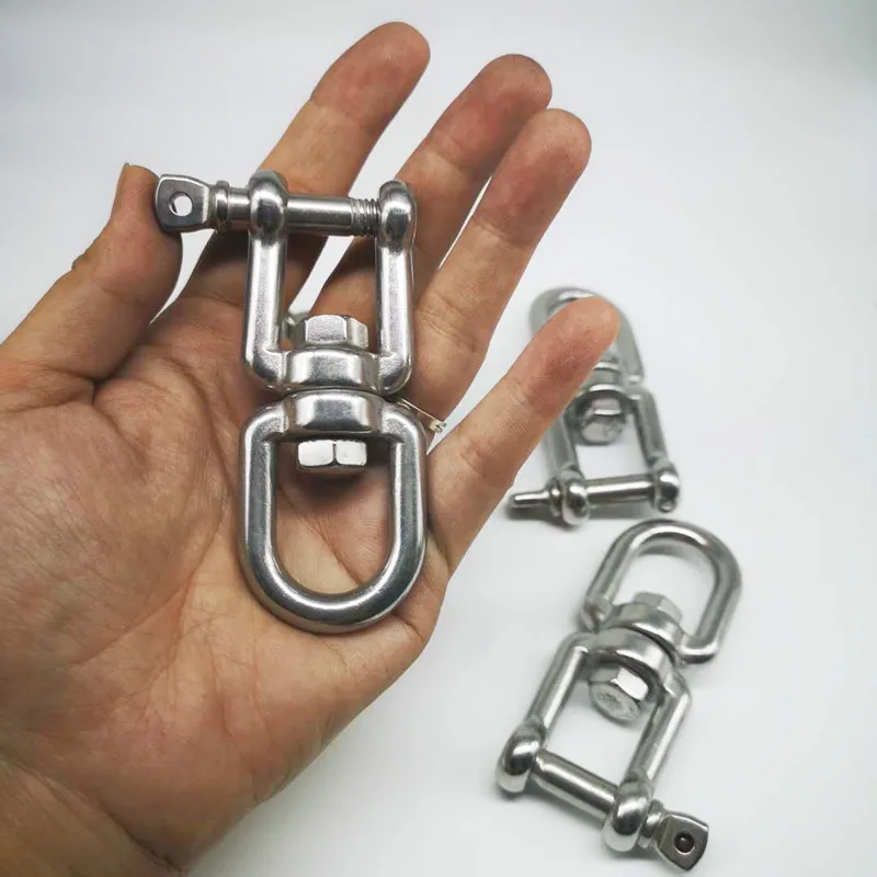 Rigging Hardware M8 4Pcs Heavy Duty Rvs 304 Kaak Eye Swivel Europa Lifting Chain Eye Jaw End Swivel ring