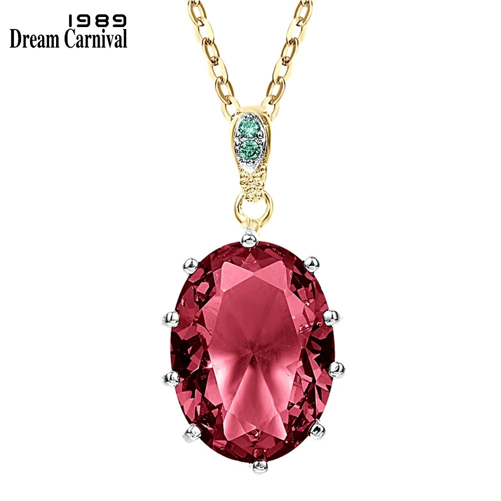 

DreamCarnival1989 Hot Sell Big Red CZ Pendant Necklace Women Delicate Fine Cut Zircon Prong Wedding Wife Jewelry Gift WP6863RD