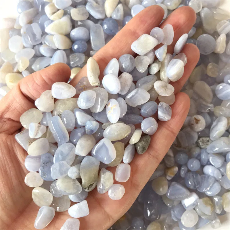 100g Light Blue Chalcedony Original Stone Crystal Gravel Home Decor Buddhist Minerals Garden Flowerpot Specimen FengShui