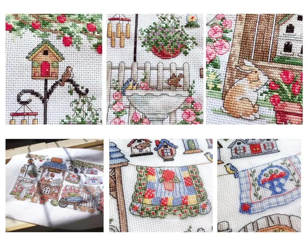 Fishxx Cross Stitch C821 Rural Style Home Sewing Kit Bird Home Hand Embroidery Painting