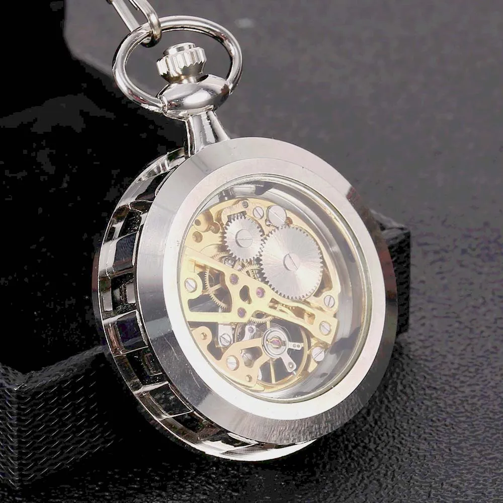 8933Silver wheel flip cover mechanical creative large pocket watch Creative retro gift value exquisite