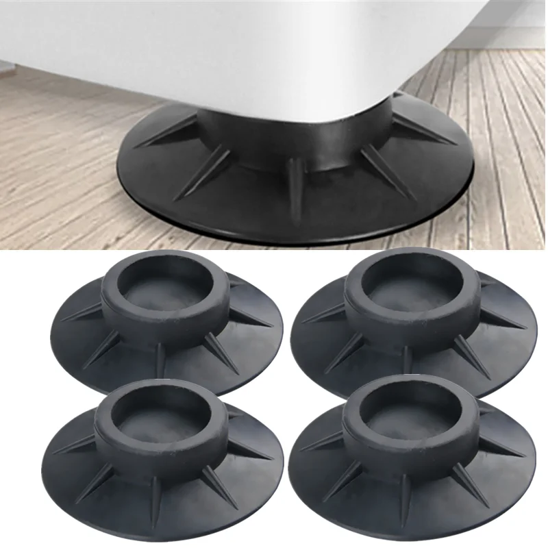 4pcs Non-slip Rubber Washing Machine Foot Pad Furniture Fixed Base Black Floor Mat Rubber Feet Shock Proof Pads Noise Reduction