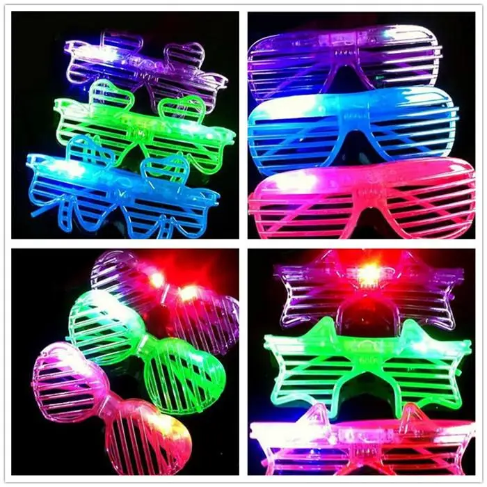 

100pcs HOT LED Light Glasses Flashing Shutters Shape Glasses Flash Glasses Sunglasses Dances Party Supplies Festival Decoration