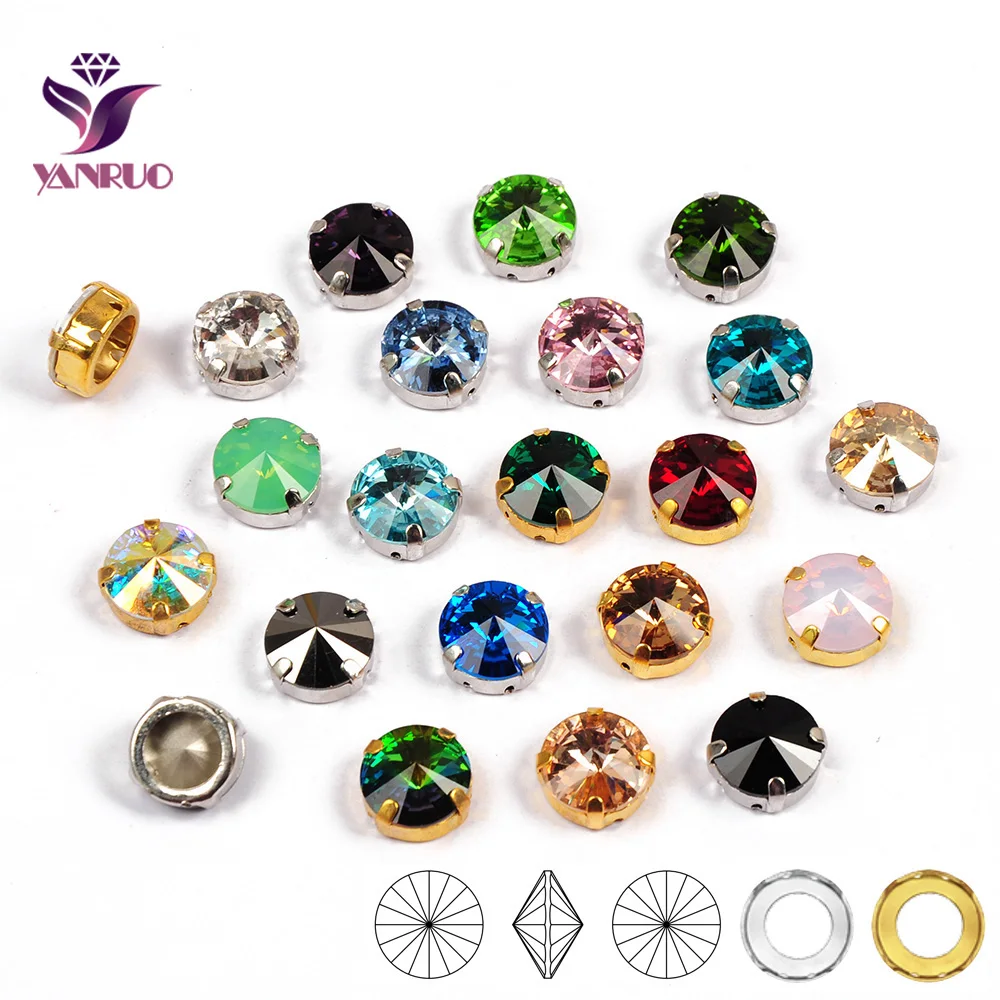 YANRUO 1122 Rivoli Fancy Stones artiglio impostazione Strass puntina diamante Strass vestiti per cucire arte ricamo