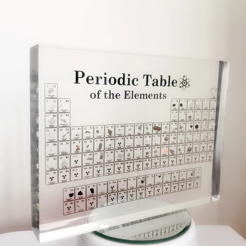 

Drop Shipping 170*120*20MM Real Periodic Table With Elements Embedded Perfect Kids Teaching Tool Science Gifts Home Decorations