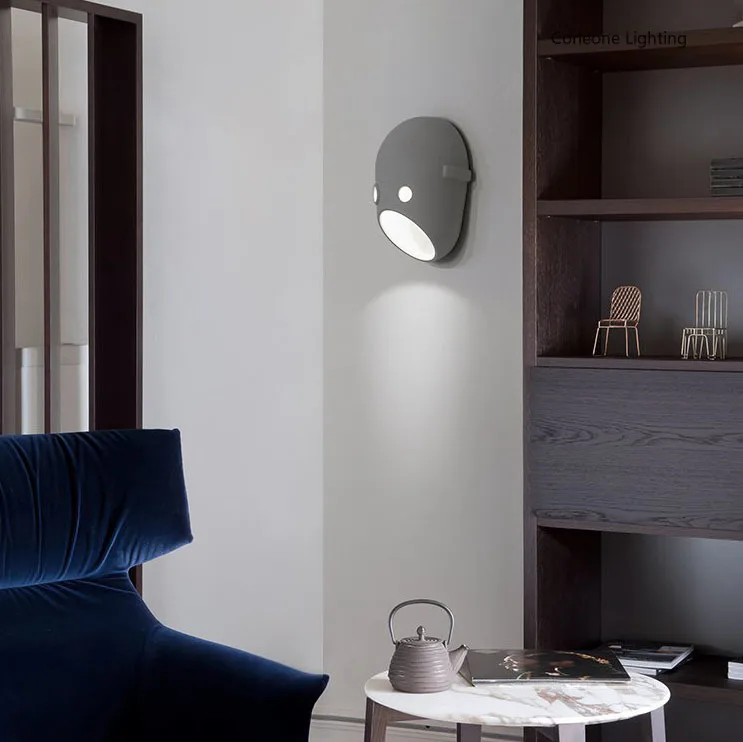 Moooi ยิ้มไฟติดผนัง Nordic เรซิ่น Face Mark กำแพง Sconce สำหรับห้องนอนห้องนั่งเล่นห้องรับประทานอาหาร LED ภายใน Deco กรอบไฟ