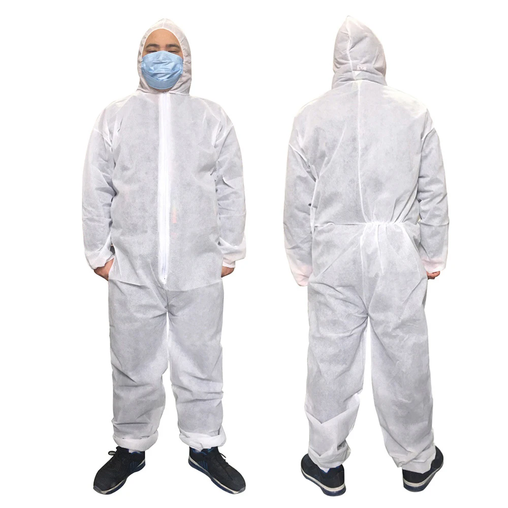 

Unisex Sanitary Protection Jumpsuit Hazmat Suit Zip Isolation Protective Coveralls Disposable Anti Dust Sanitary Safety Clothing