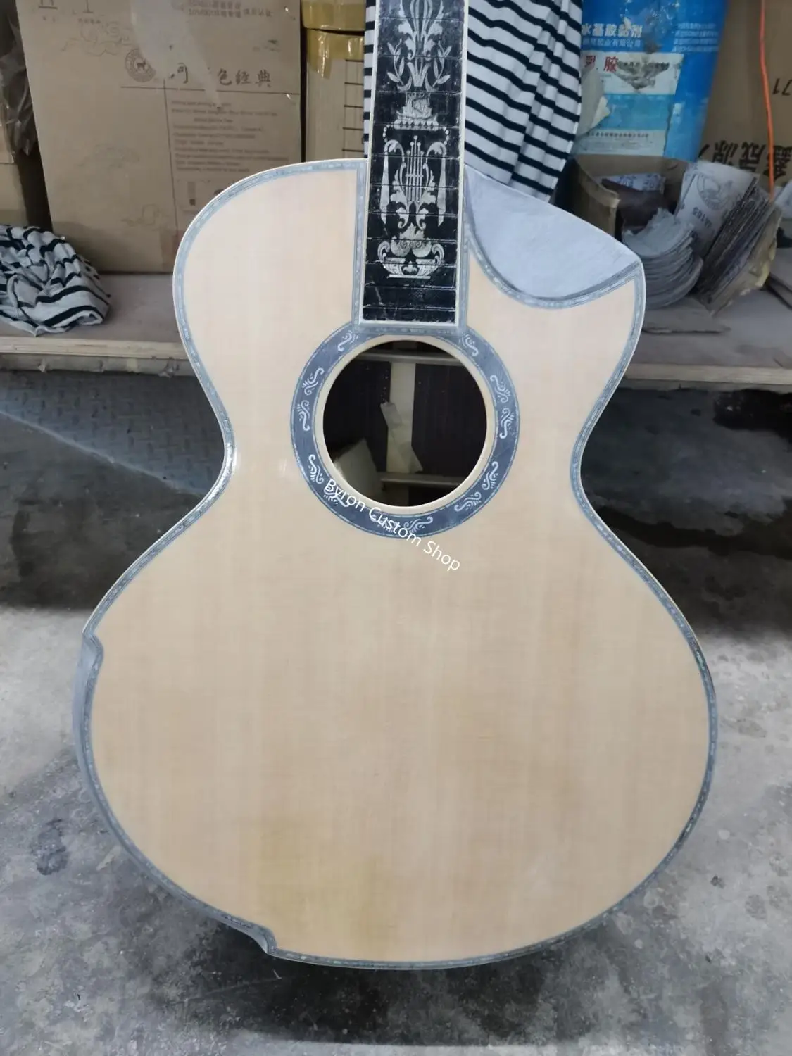 

free shipping solid wood customized acoustic guitar DIY Custom solid wood Guitarra handmade acoustic electric guitar