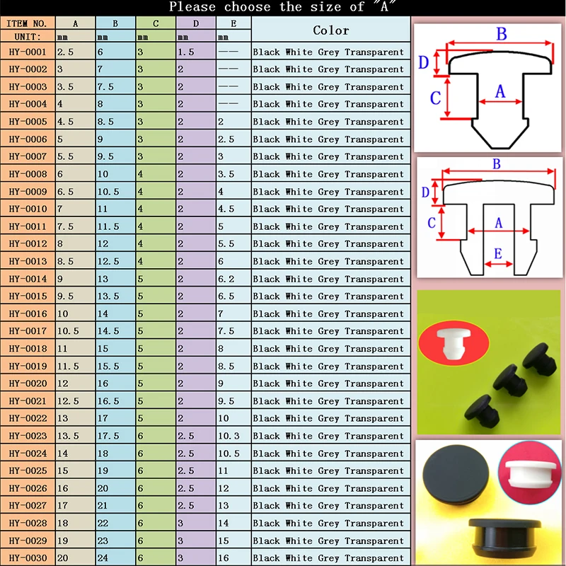 With Slot Silicone Rubber Hollow Stopper T typed Plug Silicona End Caps Hole Sealed Cover Round Pung for Test Tube Pipe2.5-25mm