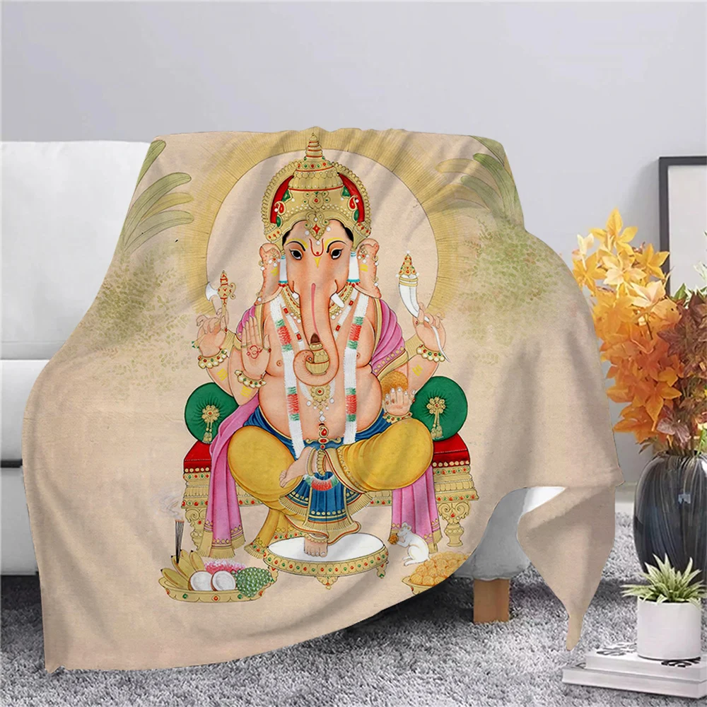 

CLOOCL God of Wisdom Ganeshas Flannel Blanket Printed Throw Blanket Dreamlike Office Nap decorate Blankets Hiking Picnic Blanket