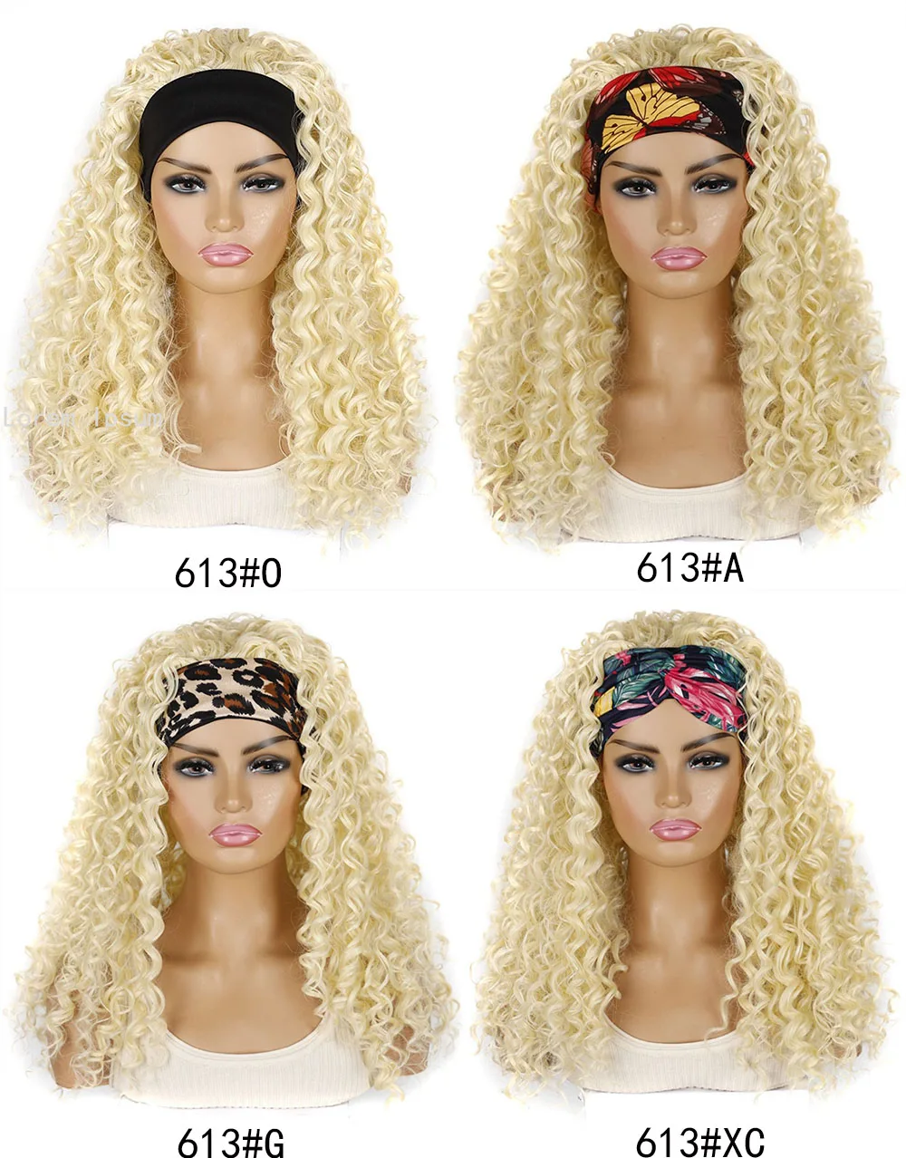 Synthetic Deep Curly Wigs Headband Wig Female Black/613/27/99J Blonde Wig Women Headband Wigs