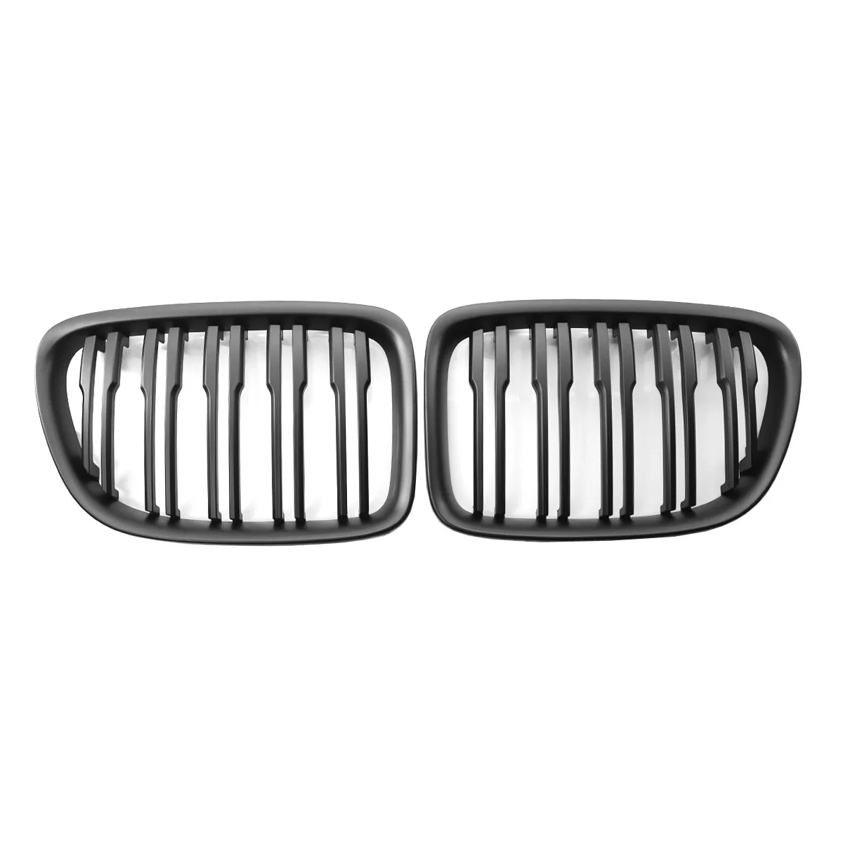 1 Pair Matte Black Car Front Bumper Double Slat Kidney Grille Sport Grills Replacement For BMW X1 E84 SDrive XDrive 2009-2015