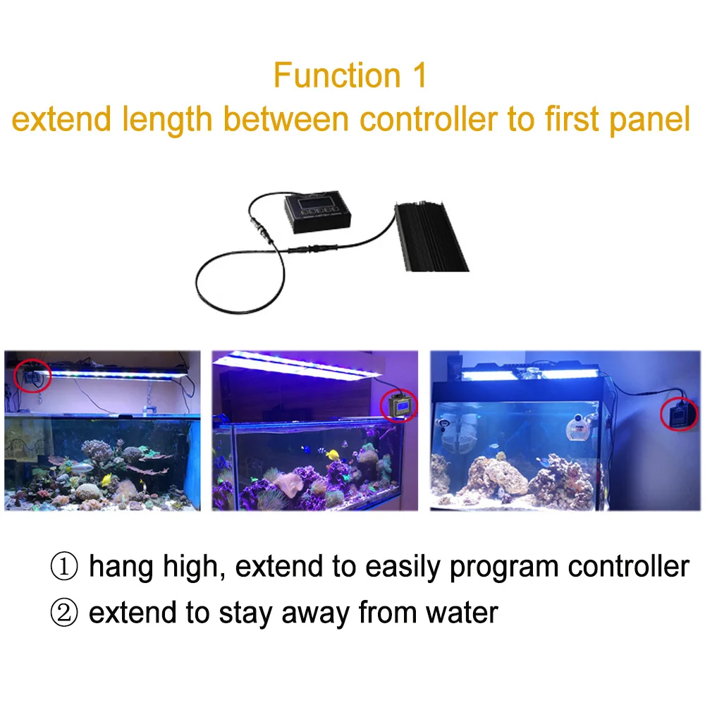 DSunY Truing-B/D Extension Cord for LED Aquarium Light, 6m, 1.2m, 1.8m, 2.4m, 8 Pin, Controller and Panels