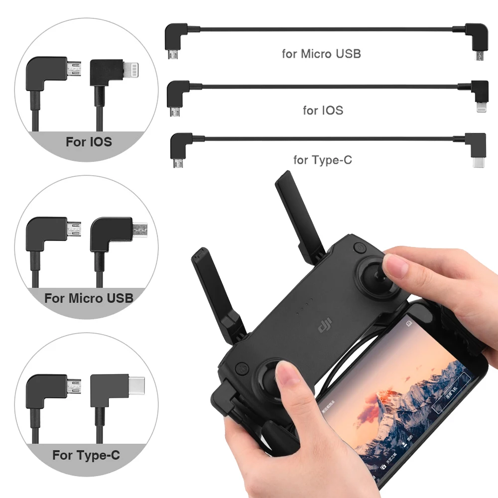 

Кабель OTG для DJI Mavic Pro Mini 2 Air Mavic 2 Zoom Mini Spark Micro USB IOS Type-C провод для передачи данных Hubsan H117s Zino, аксессуар