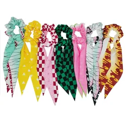 Kamado Nezuko Cosplay Large Intestine Hair Silk Scarf Ring New Head Rope French ins Style Girls Hair Band Gifts For Girls