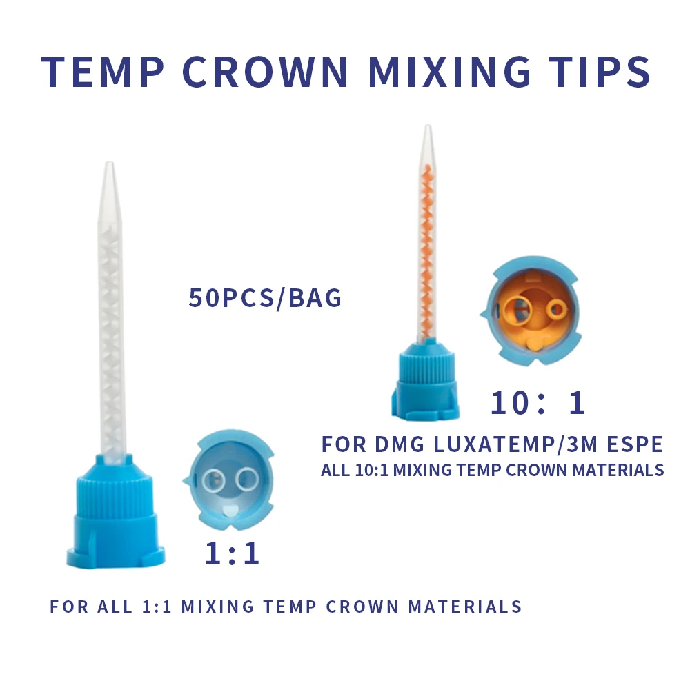 Temp Material Tip Dental Mixing Tips For Temporary Crown Materials 3M ESPE DMG Luxatemp Voco 10:1 1:1 Superfine Dispenser Head