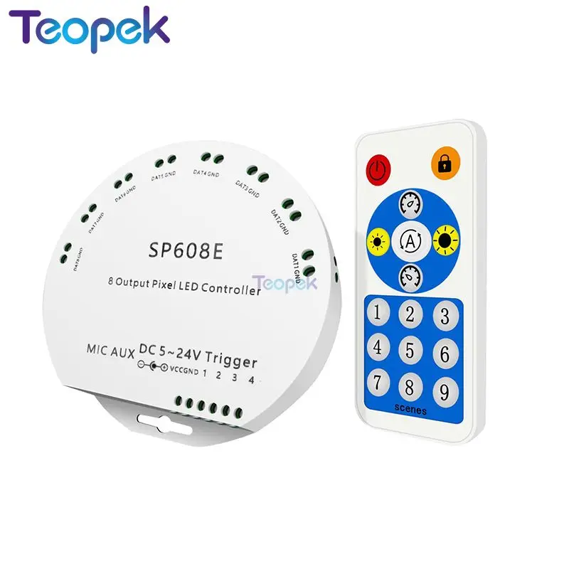 SP601E SP602E SP608E kontroler LED pikseli Bluetooth wbudowany adresowalny pikseli taśma LED RGB pilot do muzyki IOS/aplikacja na androida