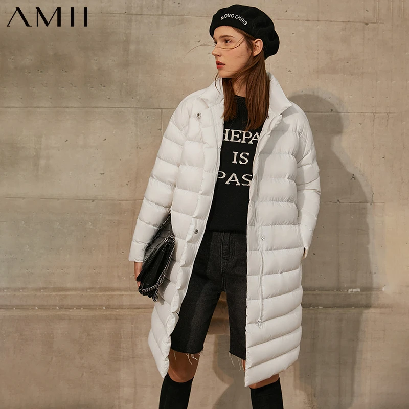 

Amii Minimalism Down Jacket Female Winter Fashion Solid Stand Collar 90%White Duck Down Women's Down Jacket 12070688