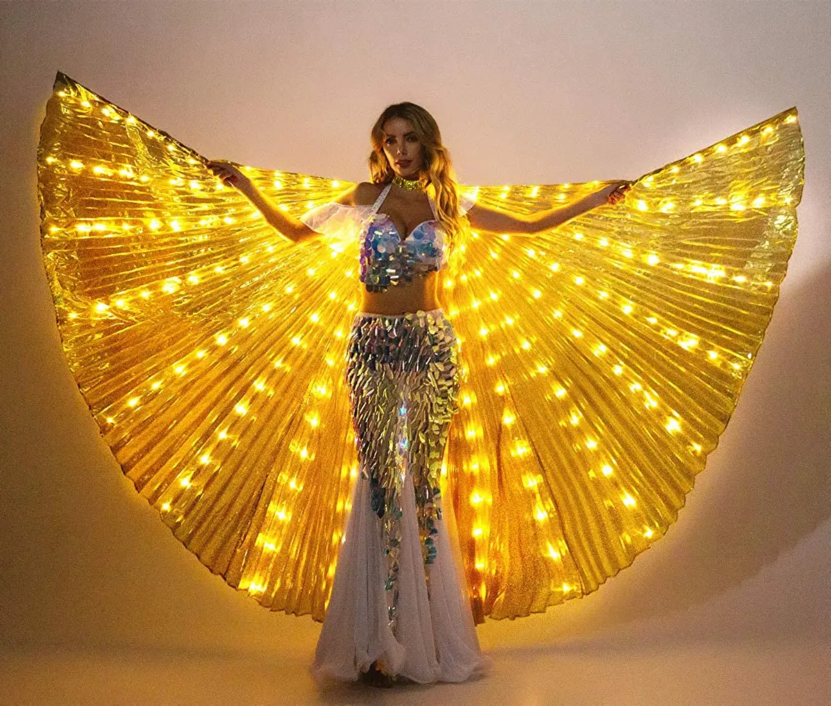 

New Arrival Women belly dance lamp props LED Shining wings girls wings dancer props wings stick