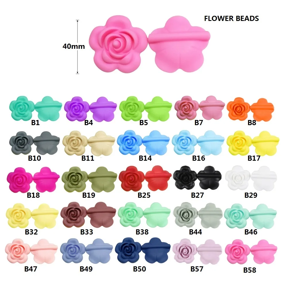 Joepada 1Pc Baby Teether Rose Flower Baby Teething Beads BPA Free DIY Baby Teething Pacifier Chain Oral Care Toy Silicone Beads