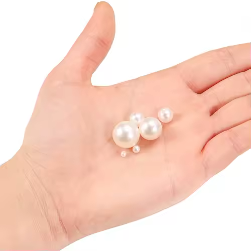 10-1000pcs/lot 3-20mm Straight Holes Acrylic Imitation Pearl Beige Bracelet Round Beads For DIY Craft Jewelry Making Supplies - Image 4