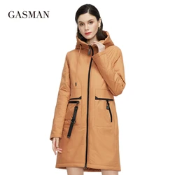 Gasman 2022 novo casaco de outono feminino longo fino algodão parka casual moda senhoras trench alta qualidade primavera jaqueta 81872