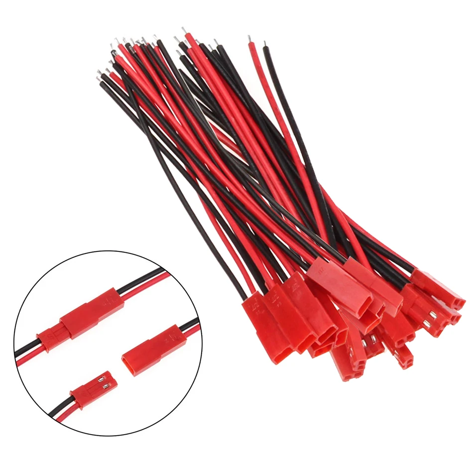 10Pairs 100mm 200mm 2 Pin Plug Connector Male+Female Plug Connector Cable Wire for RC Toys Battery LED Lamp