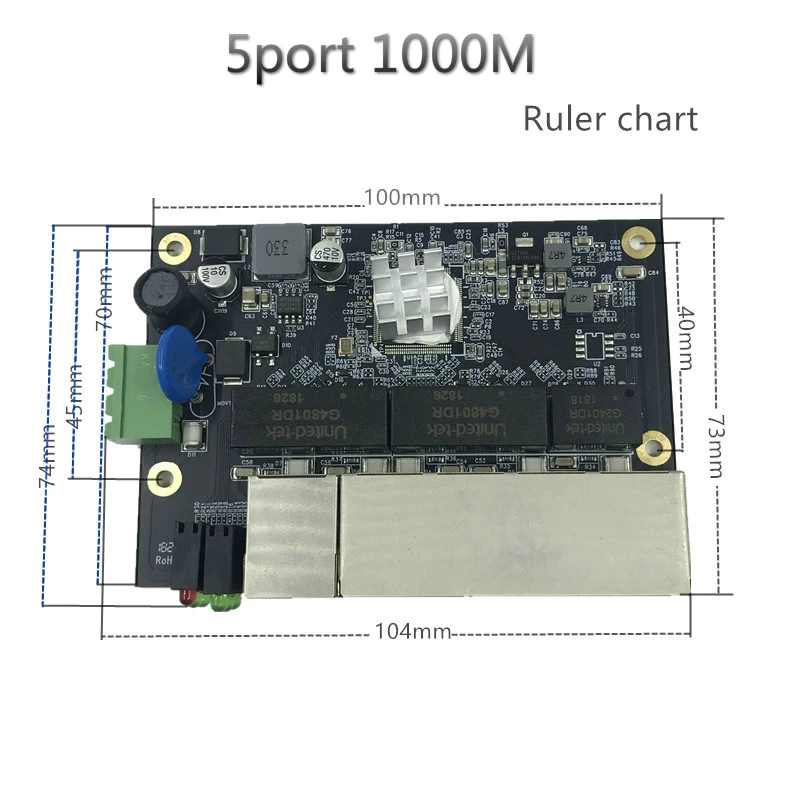 Industrial Ethernet Modulo Switch 5 Porte Switch Non Gestito 100/1000mbps bordo PCBA OEM Porte Auto-sensing bordo PCBA OEM Scheda Madre