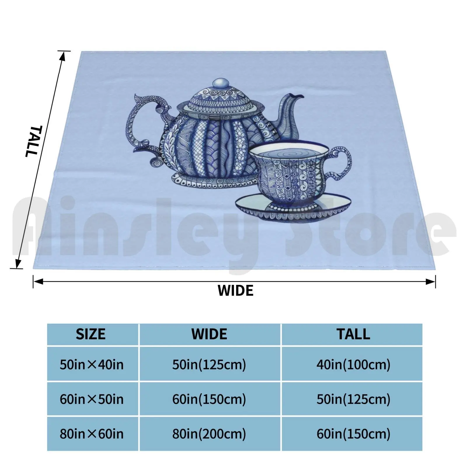 Tea Time Blanket For Sofa Bed Travel Tea Teapot Teacup Tea Time Tea Party Tea Cup High Tea