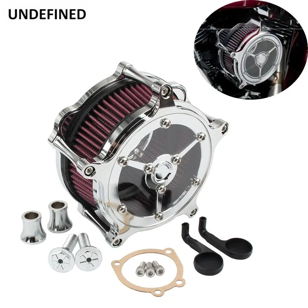 Kit Asupan Pembersih Udara Potongan CNC Sepeda Motor Filter Udara Krom Aluminium untuk Harley Sportster Iron 883 XL883 XL1200 48 72 1991-2019