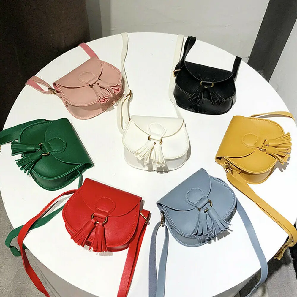 Baby Summer Clothing Accessories Girls Fashion Small Shoulder Bag Leather Waist Bag Solid Tassel Handbag Ladies Wholesale Gifts