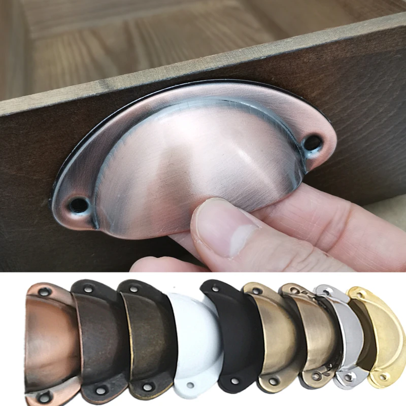 4pcs/8pcs Retro Metal Kitchen Drawer Cabinet Door Handle Cupboard Knobs Iron Antique Brass Shell Pull Furniture Handware #8136