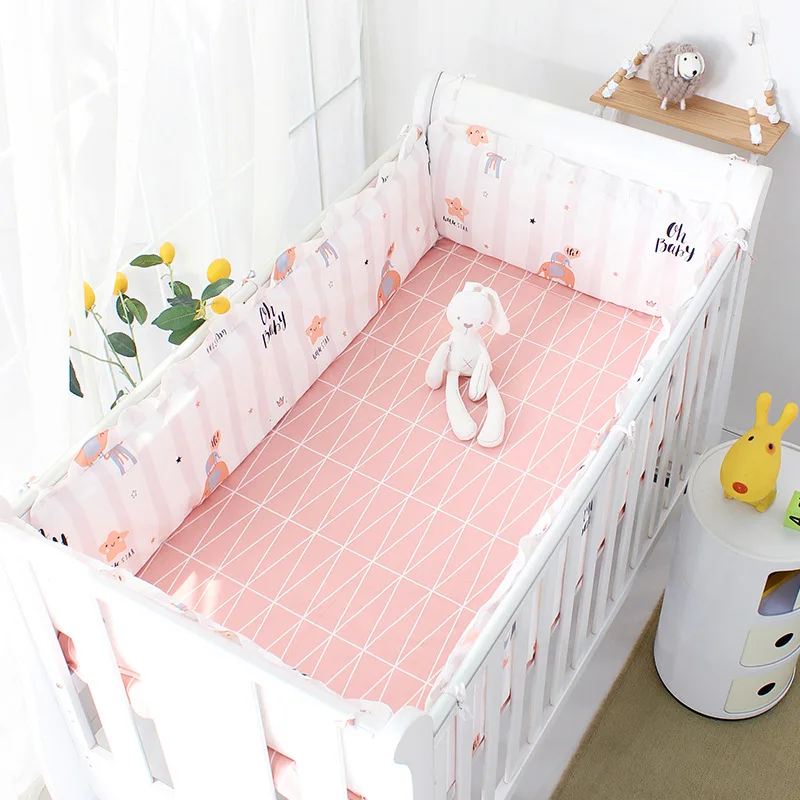 

5Pcs Baby Bedding Set Cotton Lace Crib Bumper Baby Bed Linens Washable Newborn Protect Cushion Bumper Bed Sheet Baby Bed Set