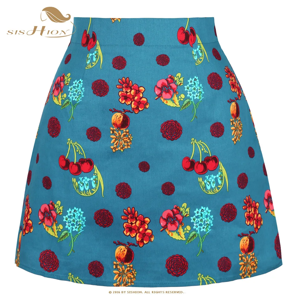SISHION Dropshipping Floral Toucan Print Mini Rock SS0008 Baumwolle Vintage Schlank Retro Sexy Röcke Frauen Damen Frauen Rock Y2K – Detail 27