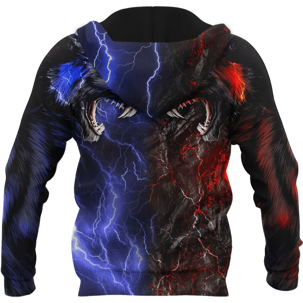 Red and blue wolf 3D All Over Printed Unisex Deluxe Hoodie Men Sweatshirt Streetwear Zip Pullover Casual Jacket Tracksuit KJ0270