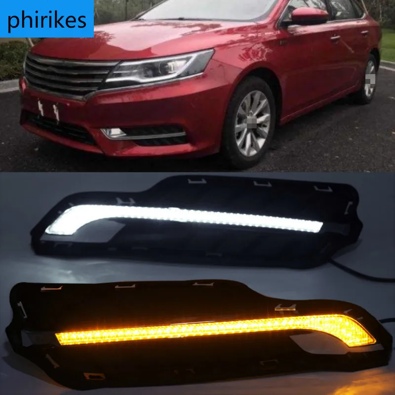 

For Roewe i6 2017 2018 Daytime running lights LED DRL Fog lamp driving lights with Yellow Turn Signal Function