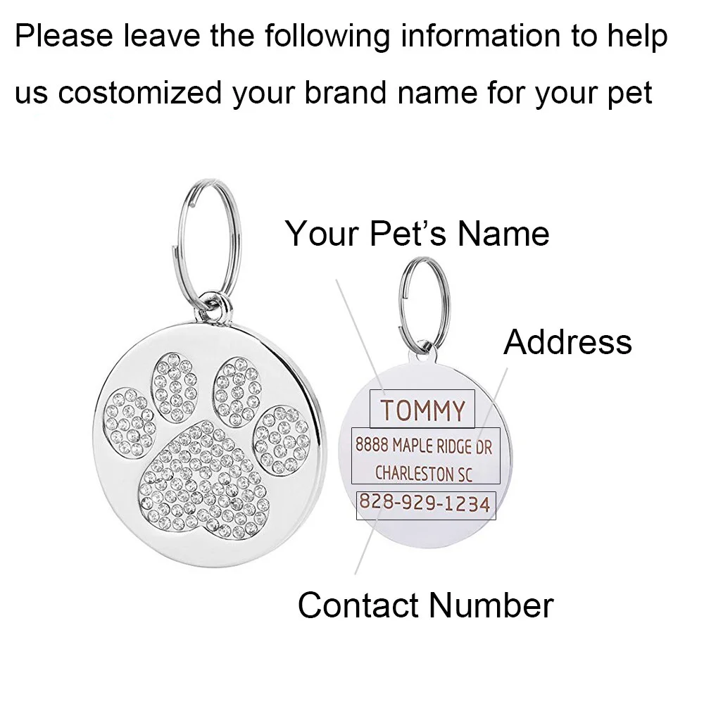 Personalized Dog Tag Stainless Steel Name Engraved ID Tags For Dog Collar Anti-Lost Pet Nameplate Pendant For Pitbull Labrador