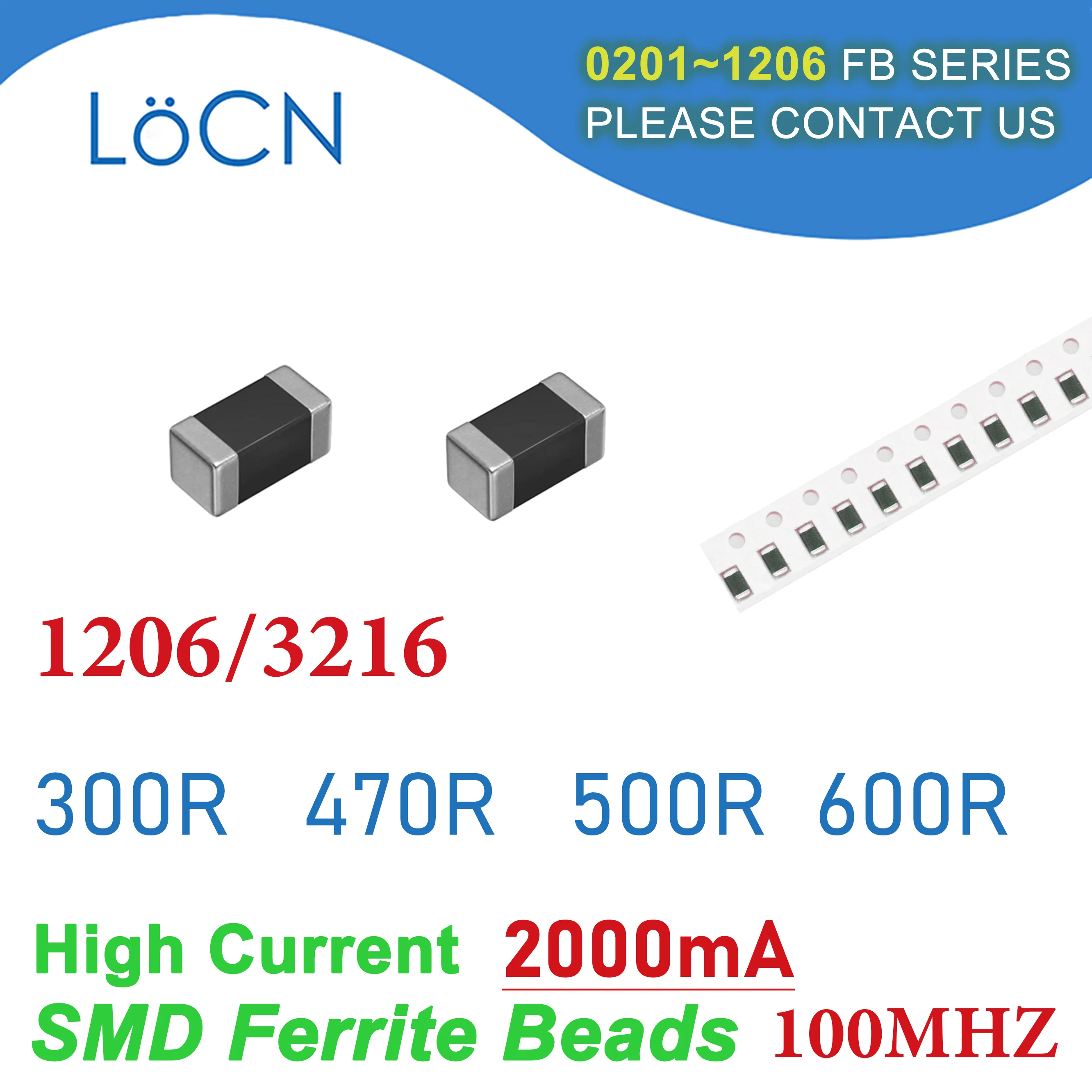 

4000PCS 1206/3216 100MHZ 2A SMD Ferrite Beads 300R 470R 500R 600R 2000mA Chip Inductor Multilayer 25% High Quality High Current