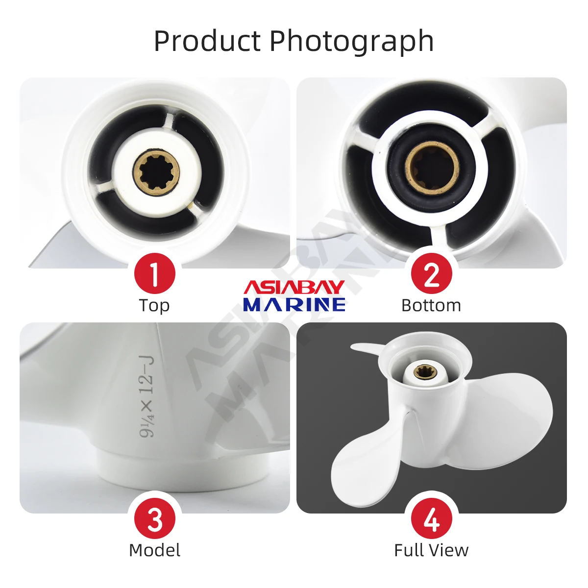 Weißer Schrauben propeller aus Aluminium legierung für Yamaha 9,9 PS 15 PS Außenborder, 3 Klingen, 8 Keil verzahnungen, 9-1/4x12, Drehung r, Boots teile