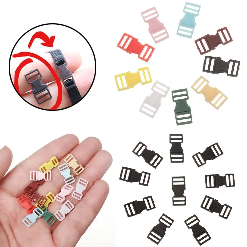 10 Pcs 6mm Plastic Mini Buckle DIY Doll Bag Handmade Backpack Button Bracelet Strap Buckle Dollhouse Tiny Camping Asseccories