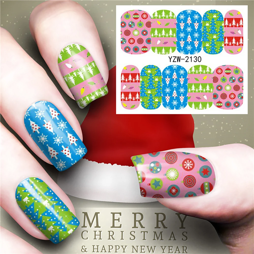 Kerstman Water Nail Stickers Nieuwe Water Decals Geluk Sticker Opa Kerst Volledige Decoratie Nail Stickers Voor Nagels