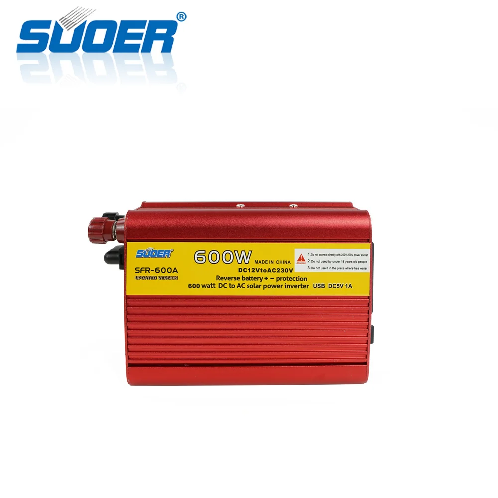 Suoer【 modified Sine Wave Inverter 】 DC AC 12V 220V 600W Off Grid Inverter (SFR-600A）