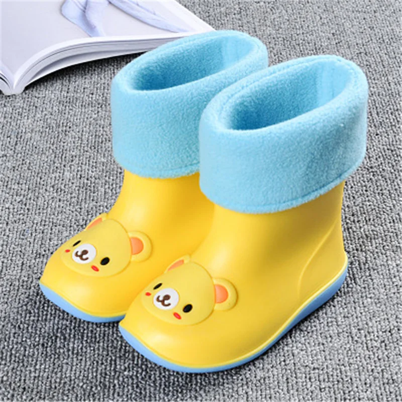 Rain Boots Kids for Girls Waterproof Water Shoes Baby Boys Non-slip Rubber Boots Warm Children Rainboots four Seasons Removable