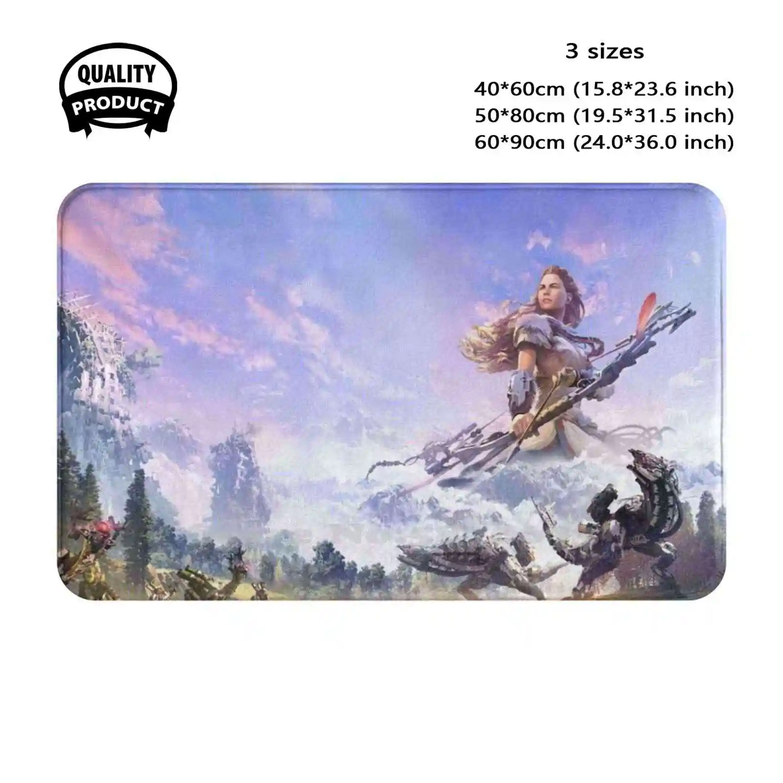 In The Background Are Mountains With Snow. Soft Cushion Home Carpet Door Mat Car Rug Stunning Aloy Horizon Zero Dawn Wallpaper