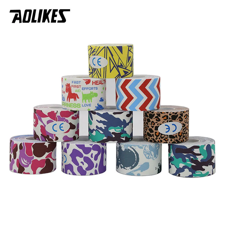 AOLIKES Colourful Elastic Cotton Athletic Kinesiology Tape Sports Knee Shoulder Muscle Protector Recovery Pain Relief Bandage