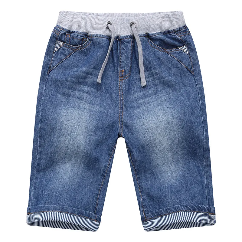 Boys Jean Shorts 2024 Summer Brand Design Printing Embroidery Lattice Kids Denim Shorts For Teen Boys 2-14Years Wear DWQ101