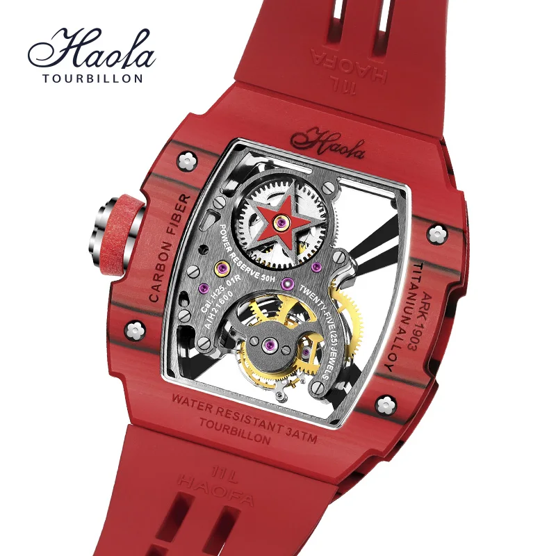 HAOFA Skeleton Tourbillon Movement Watch For Men Mechanical Sapphire Luminous Wristwatches Rotating Luxury Top Brand Watch 1903