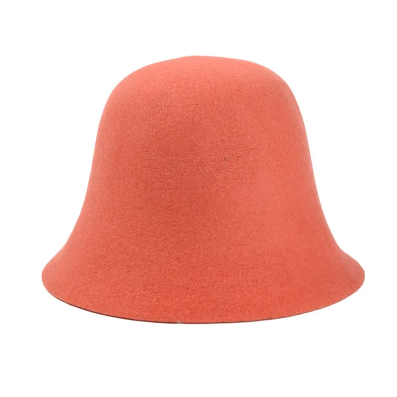 Bucket hat female autumn and winter new woolen fisherman hat Japanese pure color wild elegant top hat Korean felt hat кепка